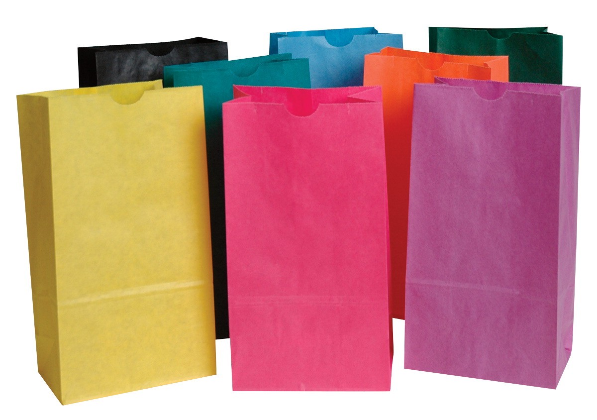 6 X 11 Inch Flat Bottom Paper Bag, Assorted Color, 28/Pkg