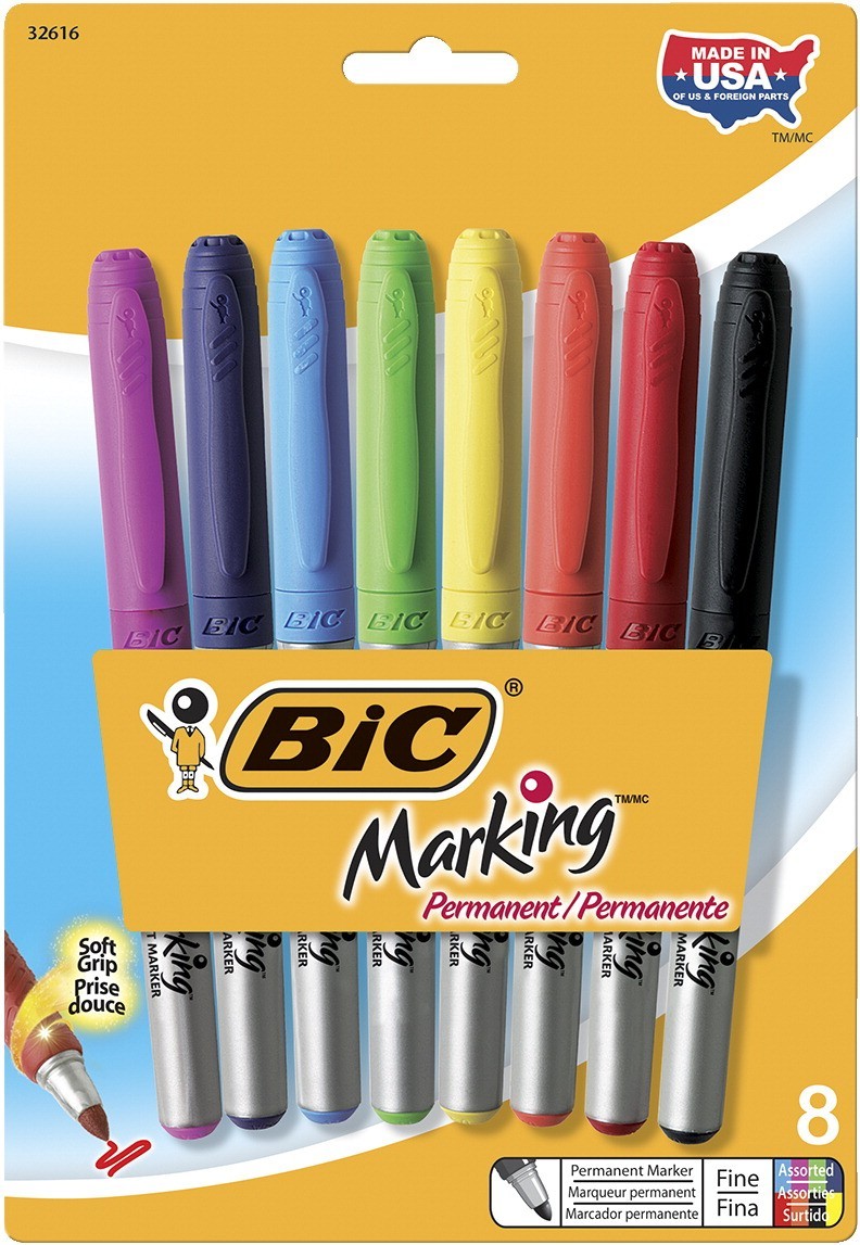 Bic Mark-it Permanent Marker, Fine Tip - 8/Set