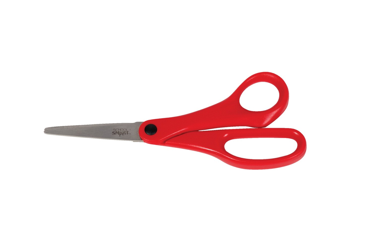 School Smart Value Light-Weight Scissor, 7 in, Stainless Steel Blade, Straight Handle, Red