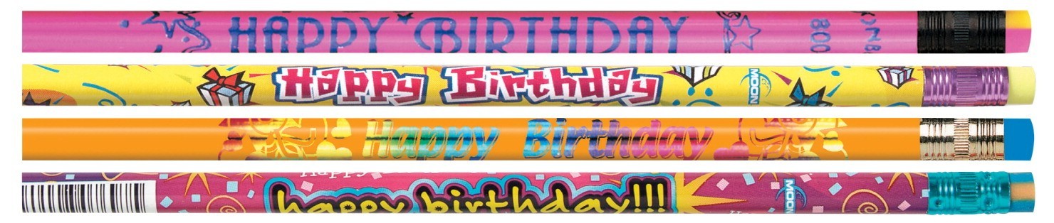Happy Birthday Pencils, Assorted - 144/Pkg