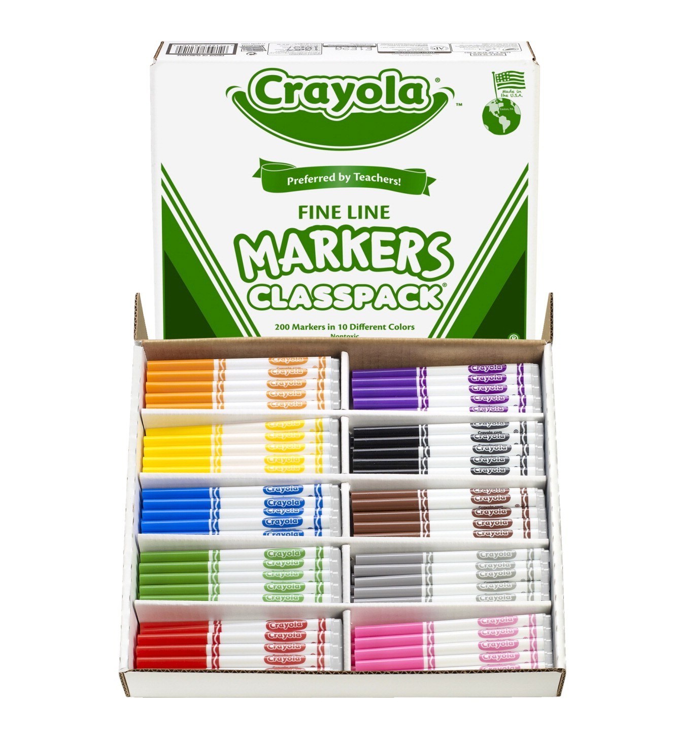 Crayola Original Thin Line Marker Class Pack, 10 Colors - 200/Set - CYO588210
