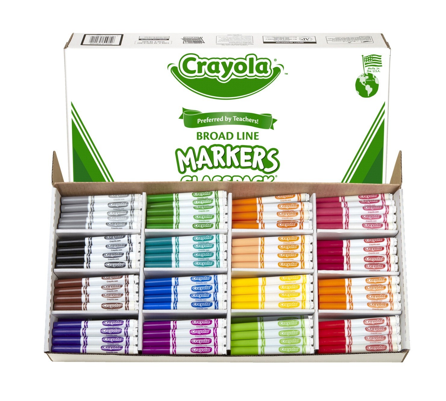 Crayola Marker Class Pack - Conical Tip, Assorted Colors - 256/Pkg - CYO588201