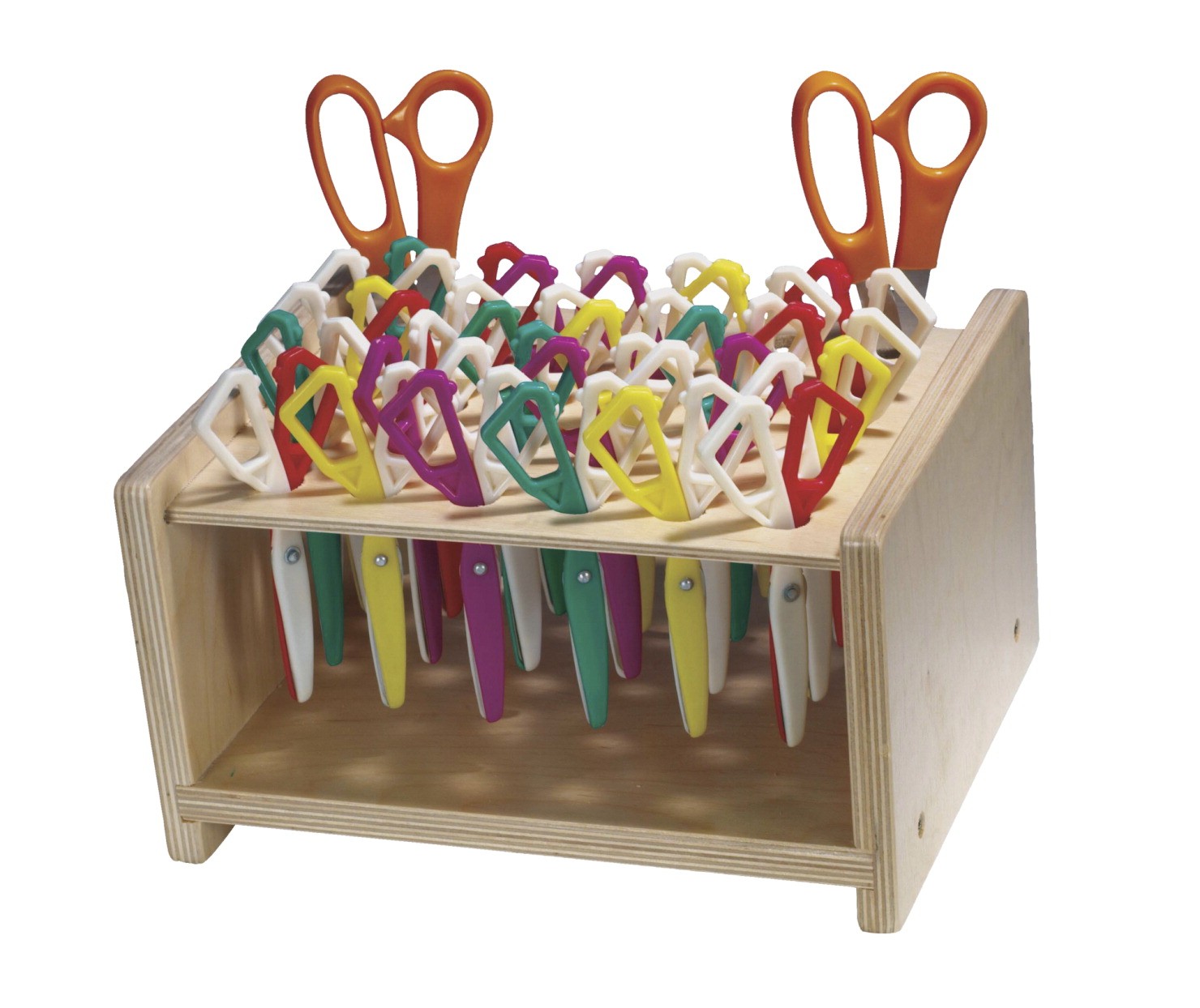 Scissors Classroom Pack with Rack, Assorted Colors, 24 Safety Scissors