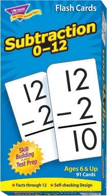 Subtraction 0-12 Flash Cards - 91 Cards