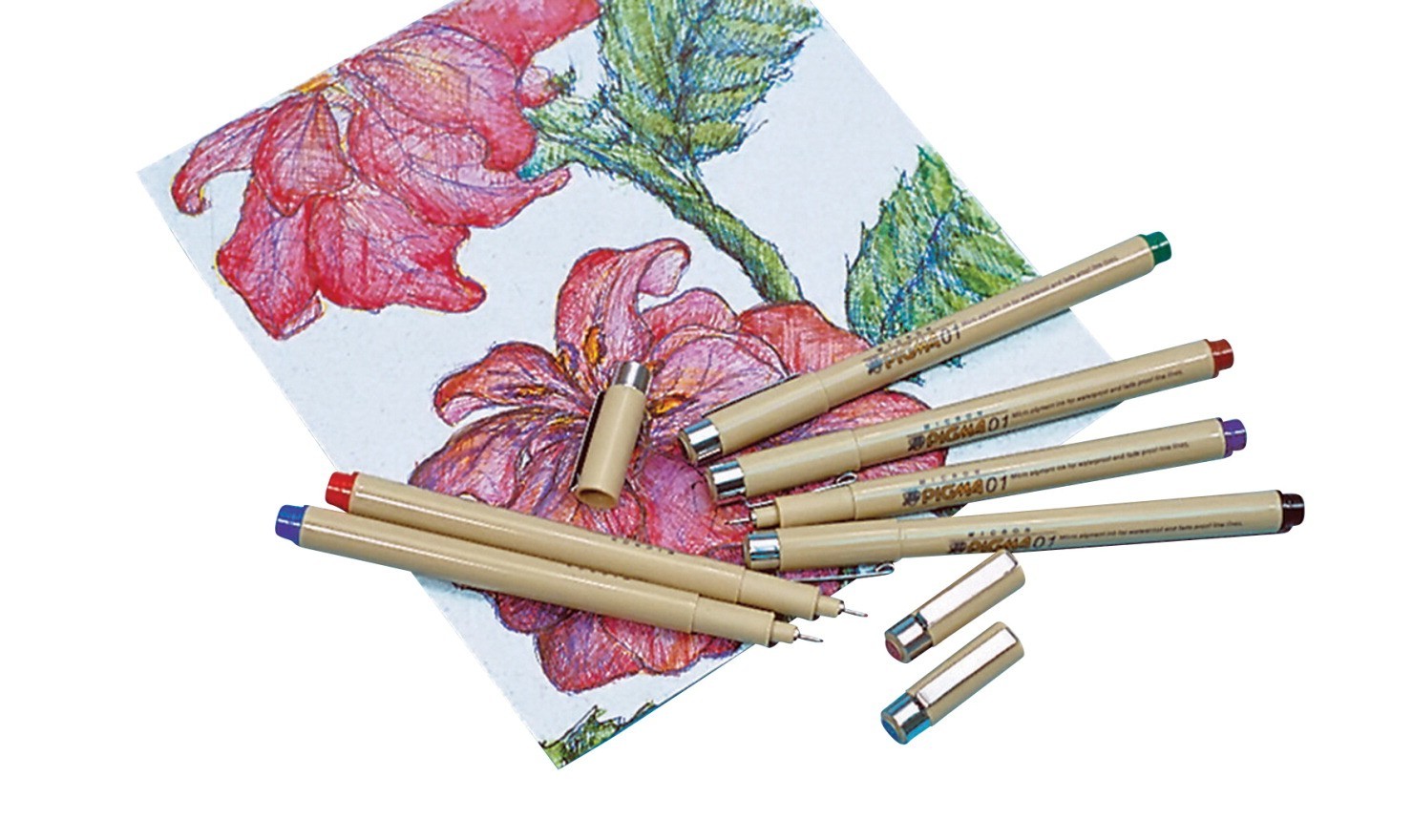 Sakura Pigma Micron Permanent Pen, 0.25 mm, Assorted Colors - 6/Pkg