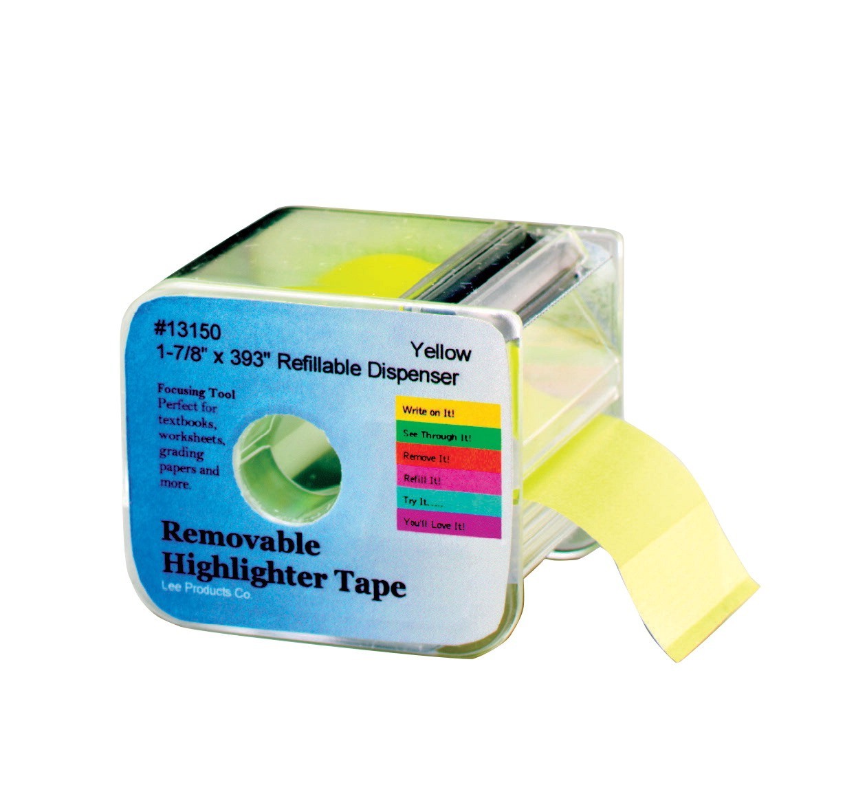 1-7/8" x 393" Lee Removable Highlighter Tape Dispenser - Yellow
