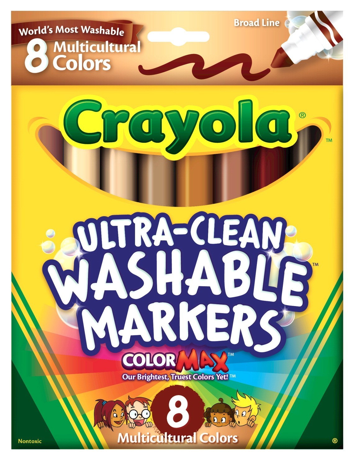 Crayola Washable Multicultural Markers, Cone Tip - 8/Set - CYO587801