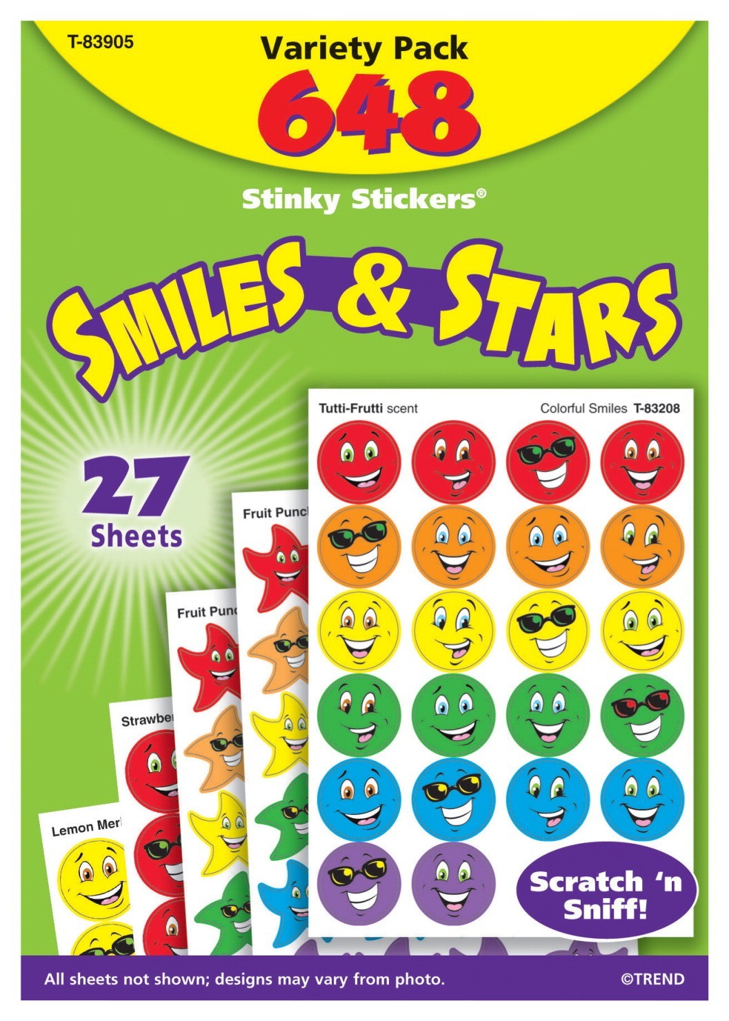 Stinky Sticker Smiles and Stars Variety Pack, 3/4 In. - 648/Pkg