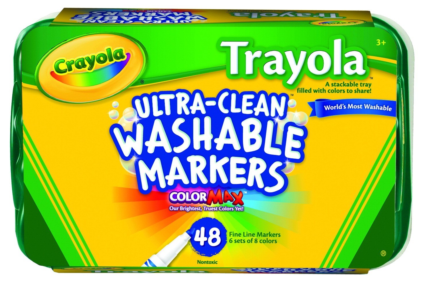 Crayola Trayola Ultra-Clean Washable Markers, Fine Tip, Assorted Bright Colors - 48/Pkg - CYO588214