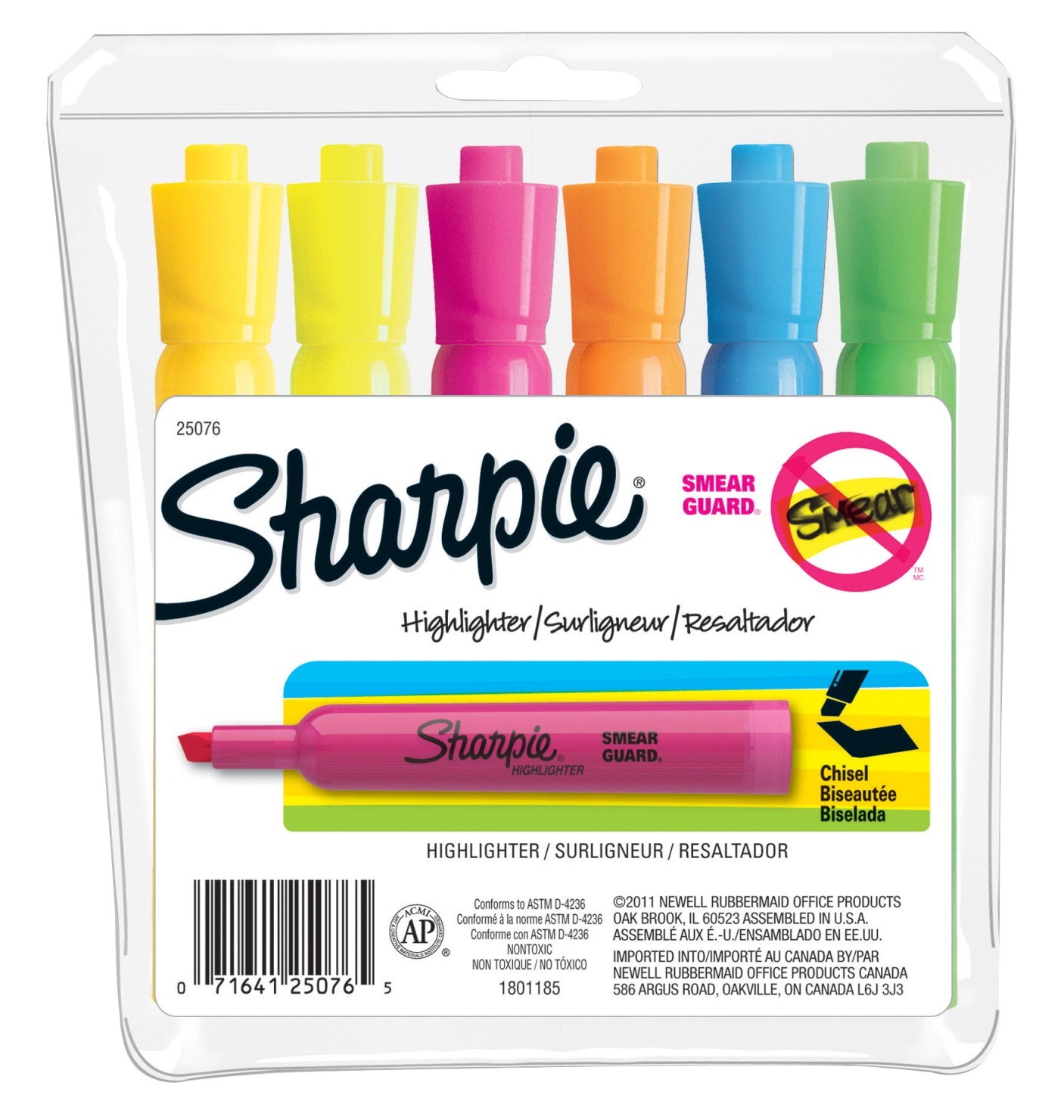 Sharpie Accent Highlighter Set, Tank Style - Assorted Colors - 6/Set