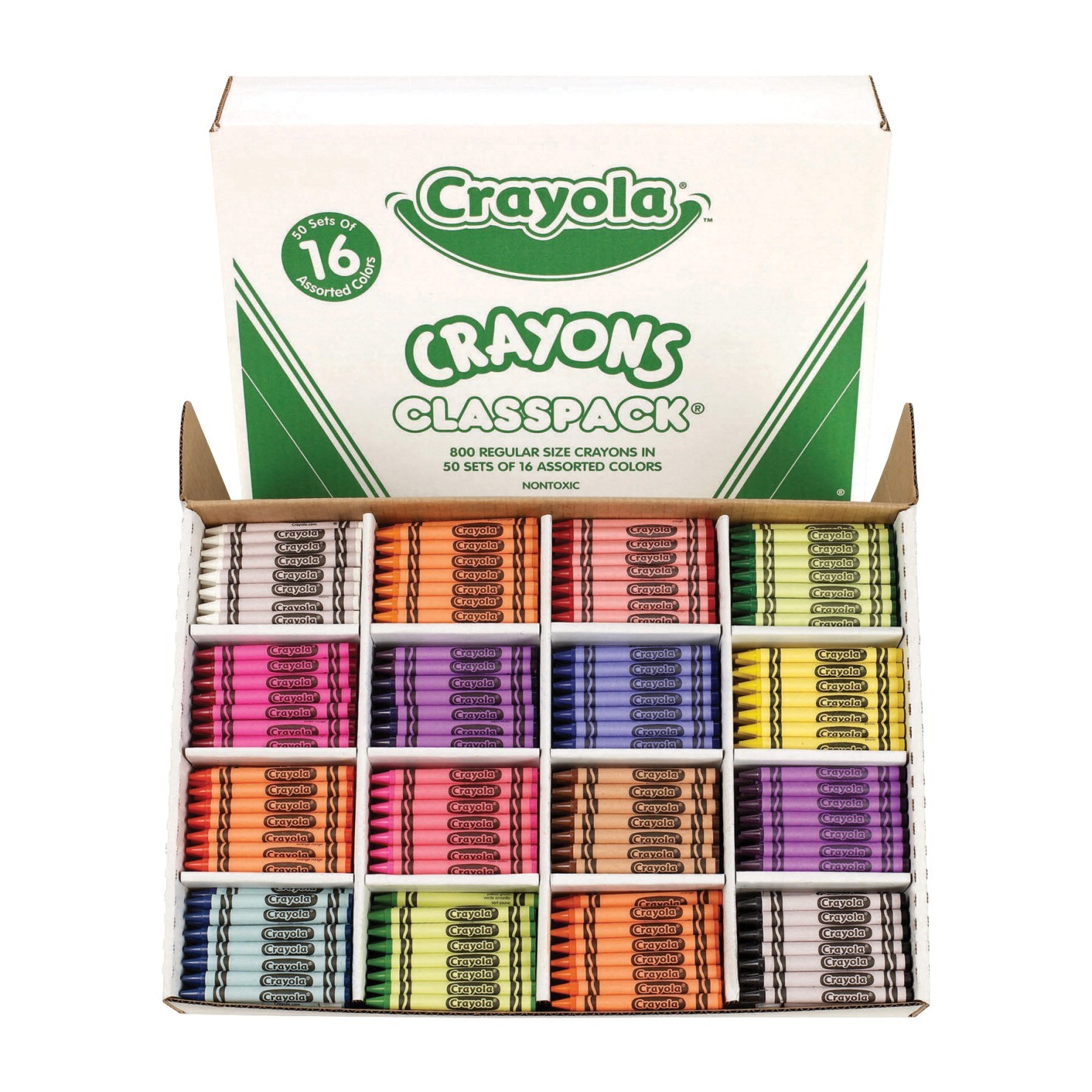 Crayola Crayons Class Pack, 16 Colors, 50 of Each - 800/Box - CYO528016