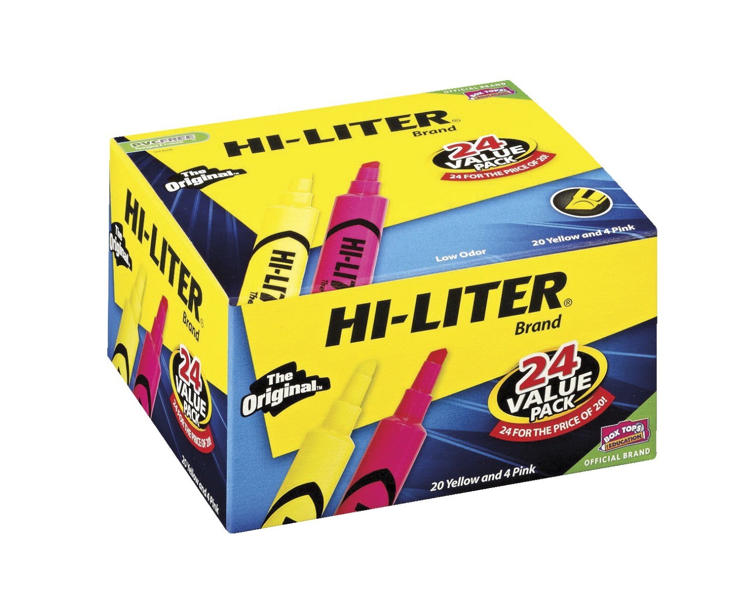 Hi-Liter Value Pack, Desk-Style, Chisel Tip - 20 Yellow, 4 Pink - 24/Pkg