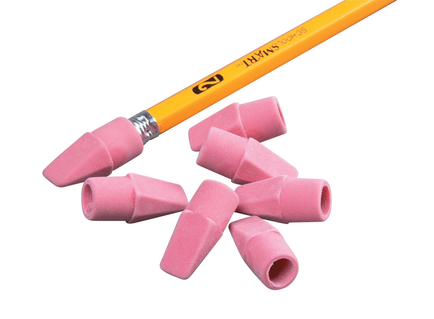 Wedge Cap Pencil Tip Erasers, Latex Free - 144/Box