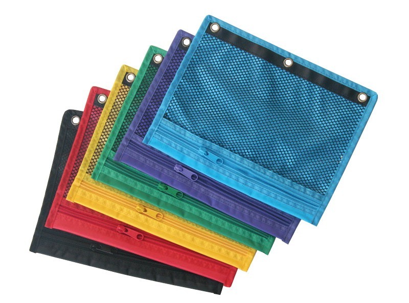 Zippered Binder Pocket, 3-Ring, 8-1/4 X 10-1/2, Assorted Color - 12/Case