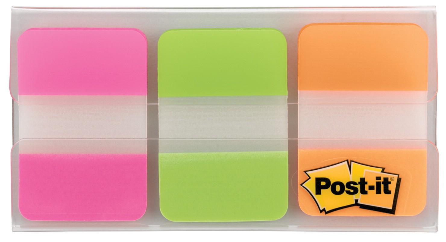 Post-it Tabs, 1 Inch, Fluorescent Set, 66 Tabs/Pack