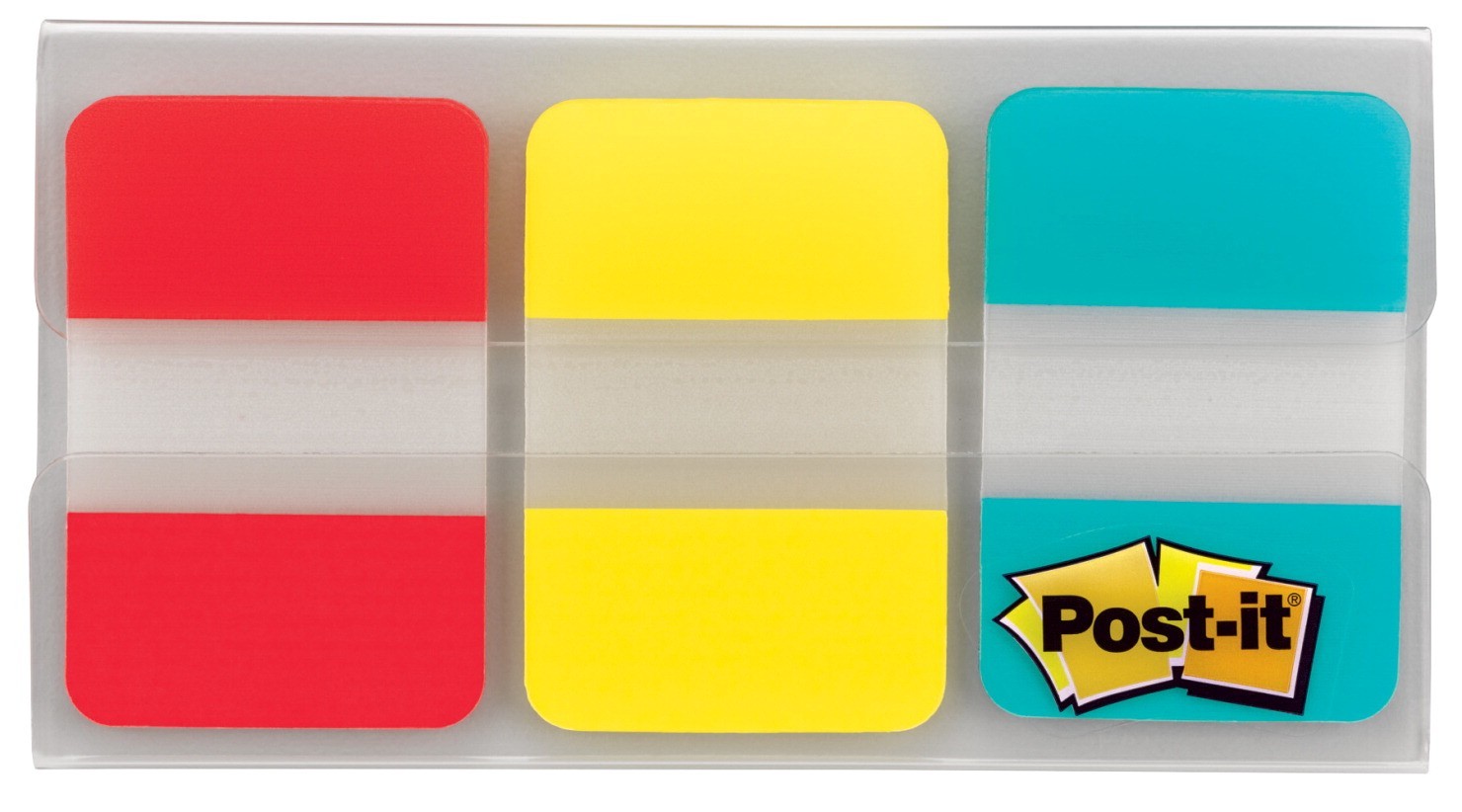 Post-it Tabs, 1 Inch, Yellow, Aqua, Red, 66 Tabs/Pack