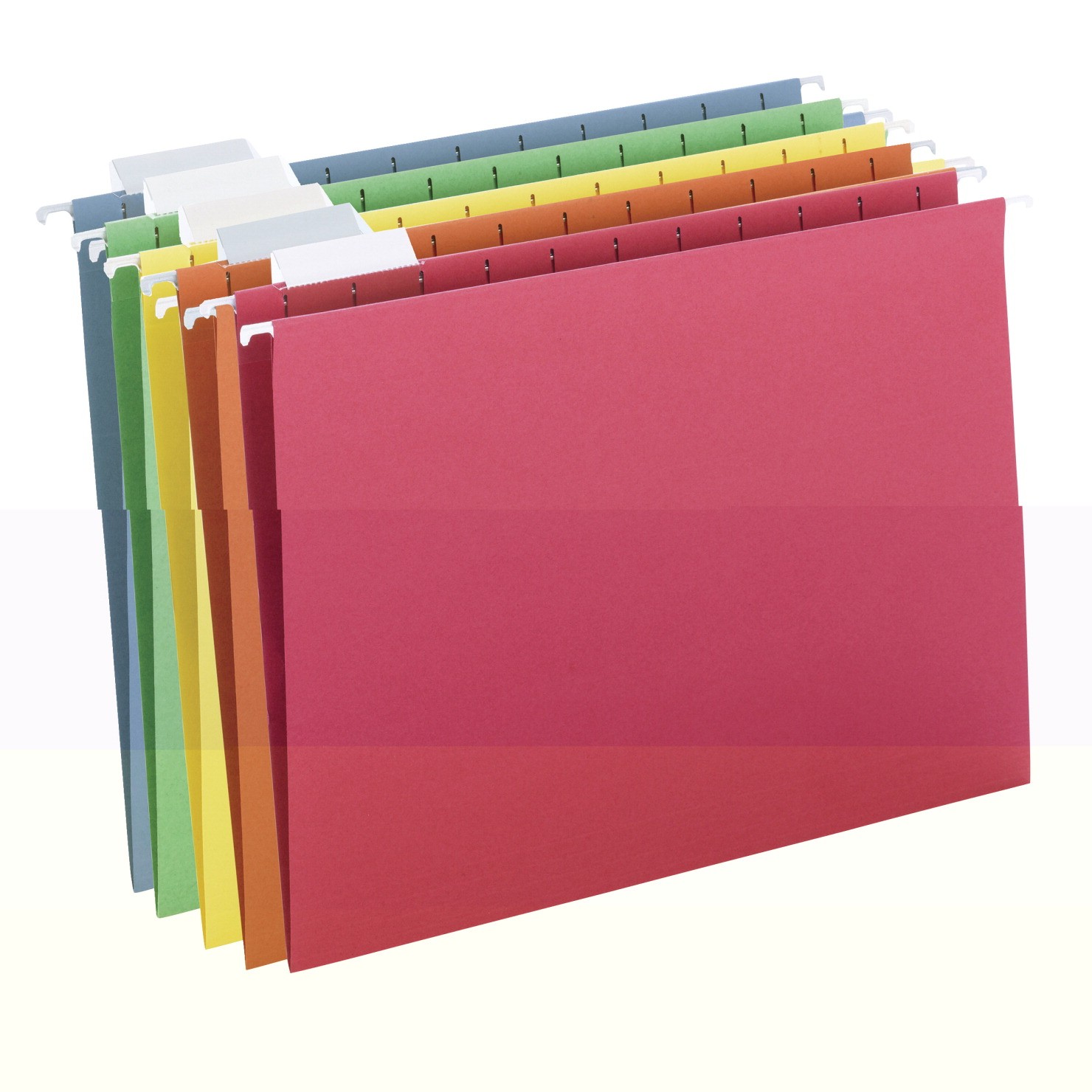 Hanging File Folders, Letter, 1/5 Cut, Assorted Primary Colors, 25/Pkg