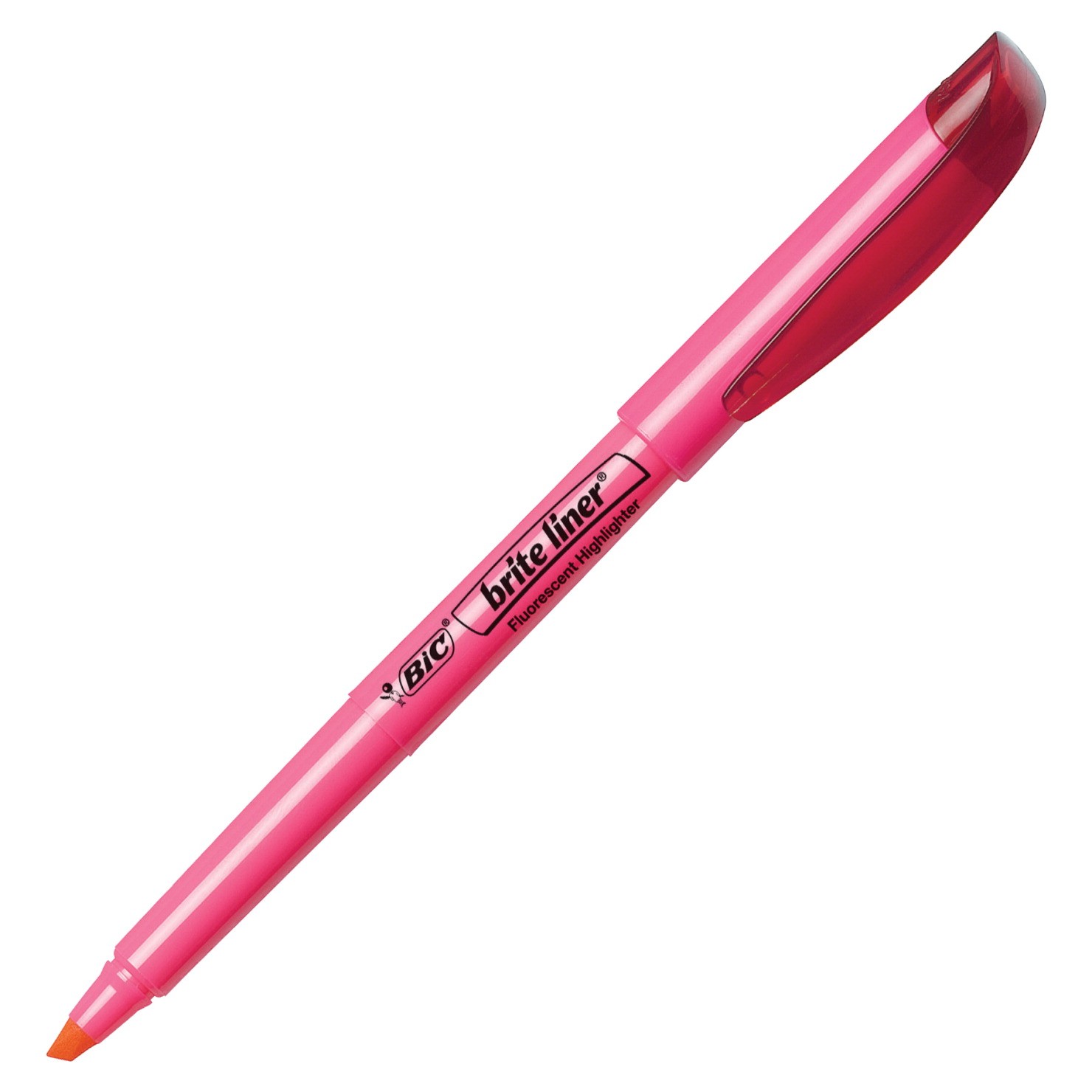 BIC Brite Liner Non-Toxic Pen Style Highlighter, Chisel Tip, Fluorescent Pink, Pack of 12