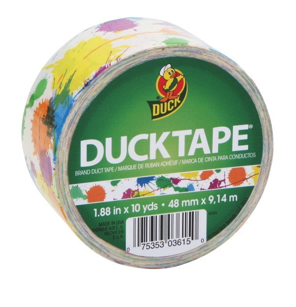 1.88 X 10 Yds. Duck Tape, General Purpose, Waterproof, Self-Adhesive - Assorted Paint Splatter Design