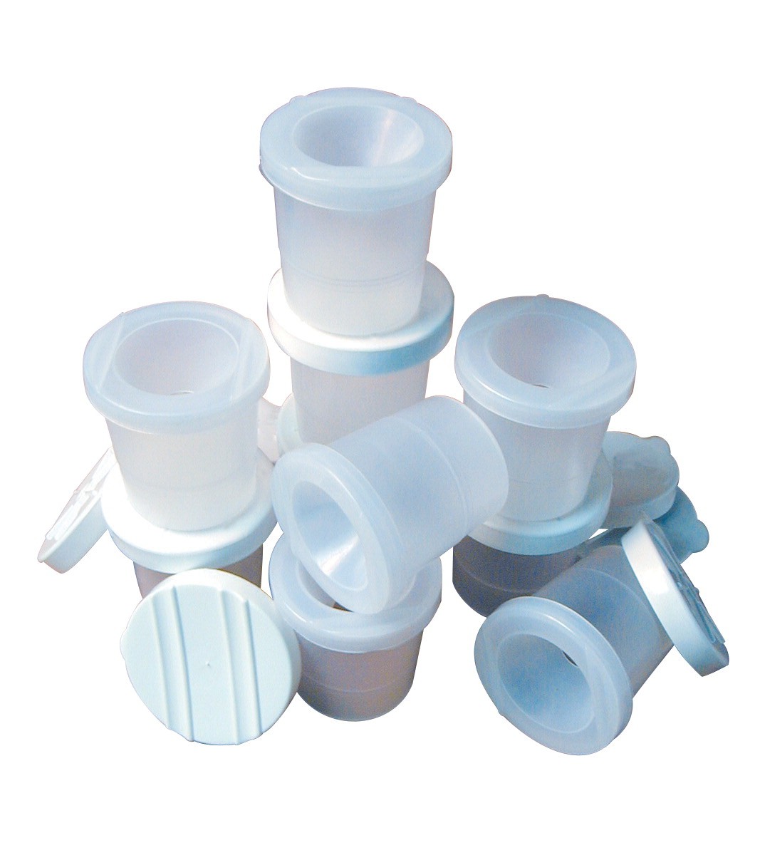 Paint Pot Set with Lids, No-Spill Round Cups, 3-1/2 In., Translucent, 10/Set