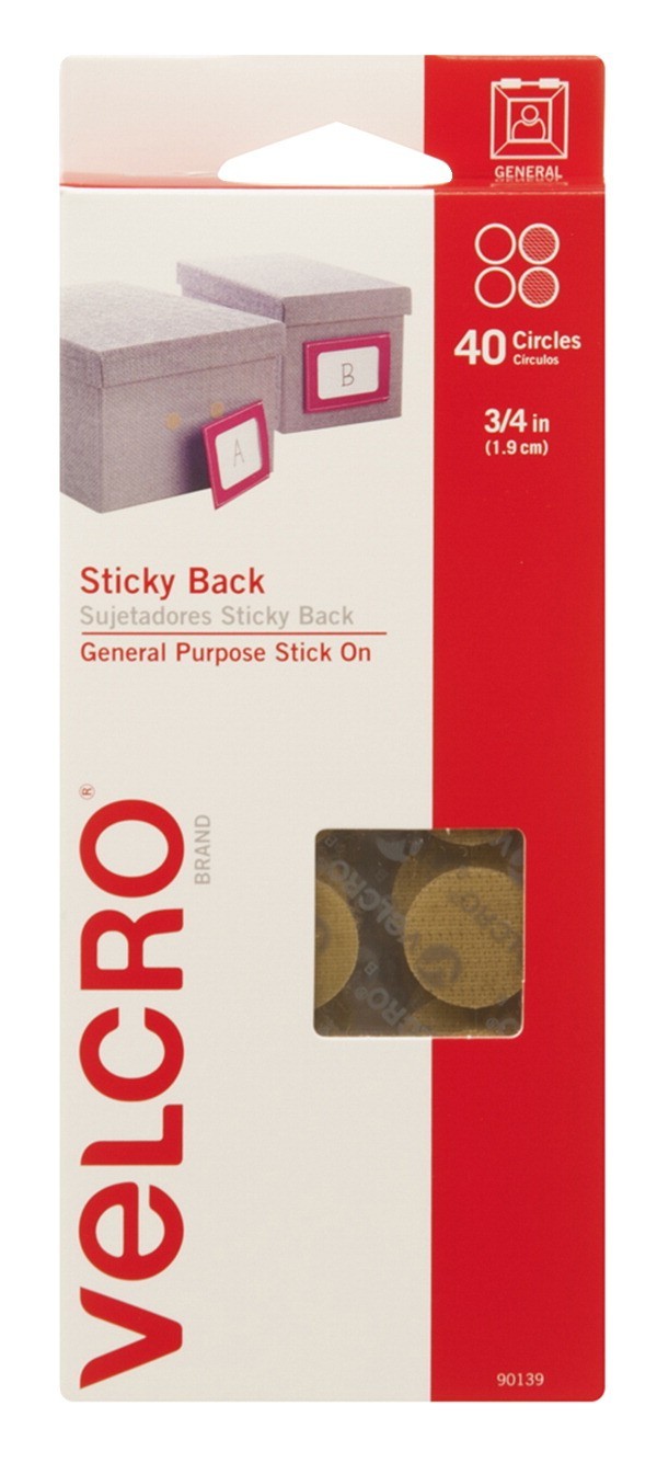 Velcro Sticky Back Adhesive Poster Hanger Spot with Hook and Loop Fastener, 3/4 in, Pack of 40