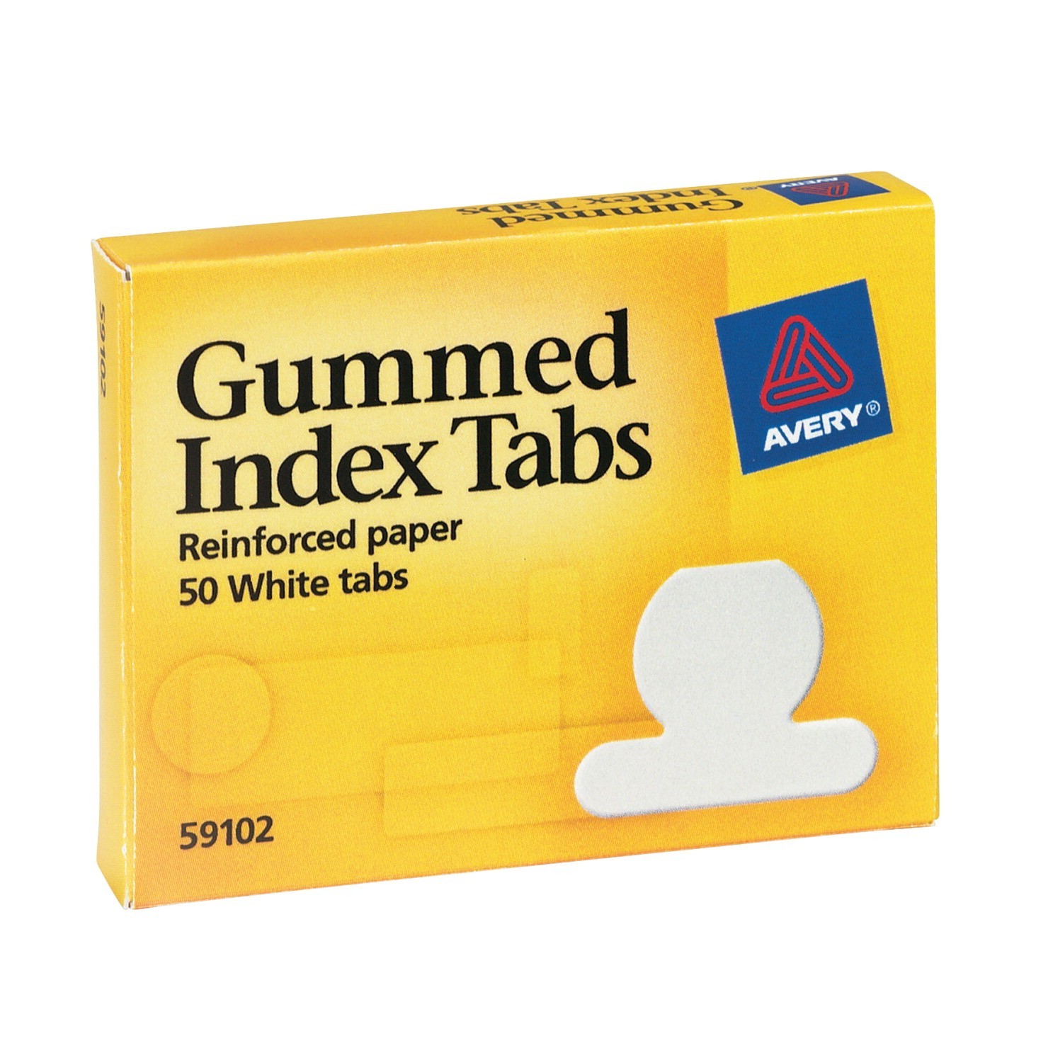 Avery Gummed Index Tabs, Reinforced Paper, 1/2 In. Extension, White, 50/Pkg