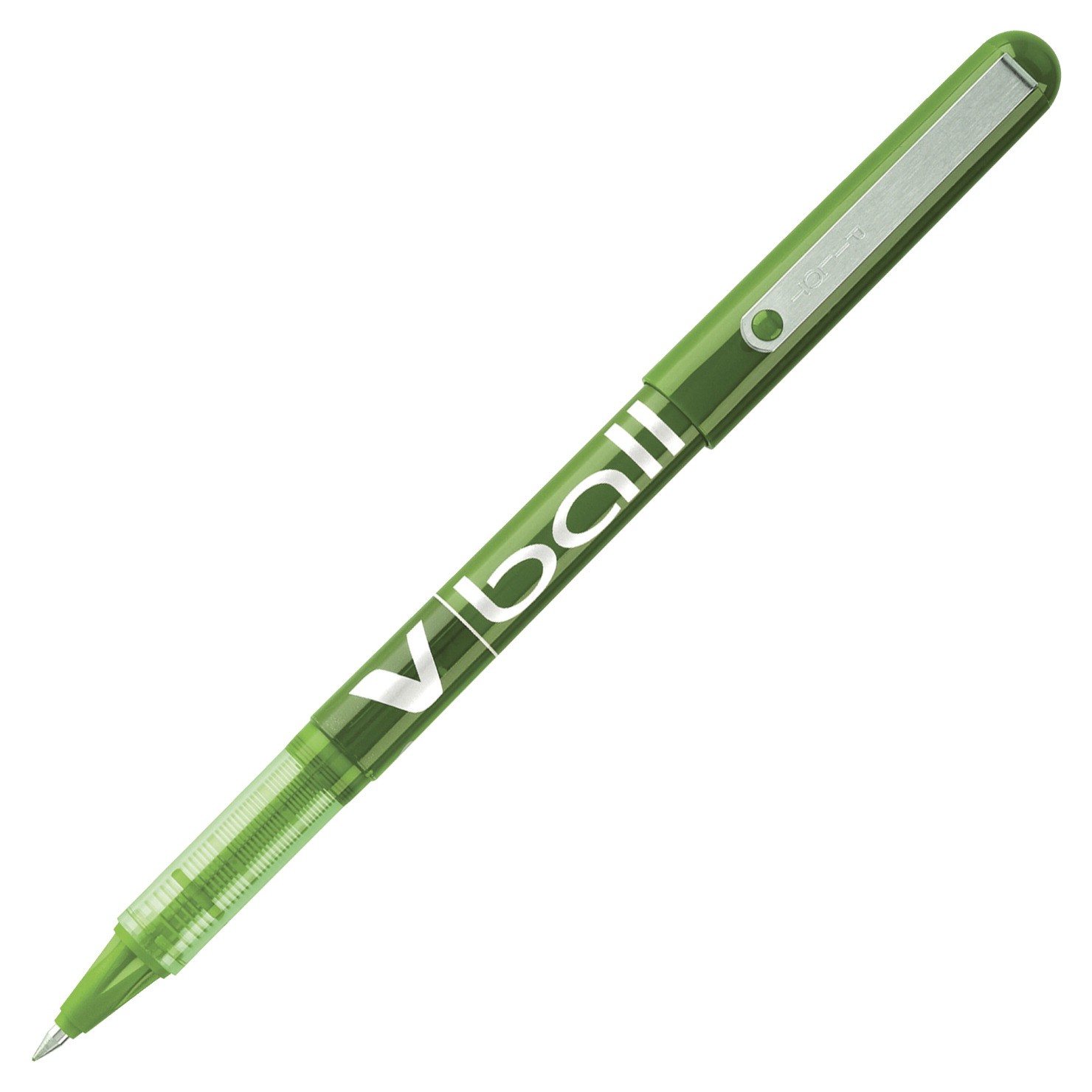 Pilot Rollerball Pen, V-Ball Grip, 0.5 mm Extra-Fine Tip, Green Ink/Barrel, 12/Pkg