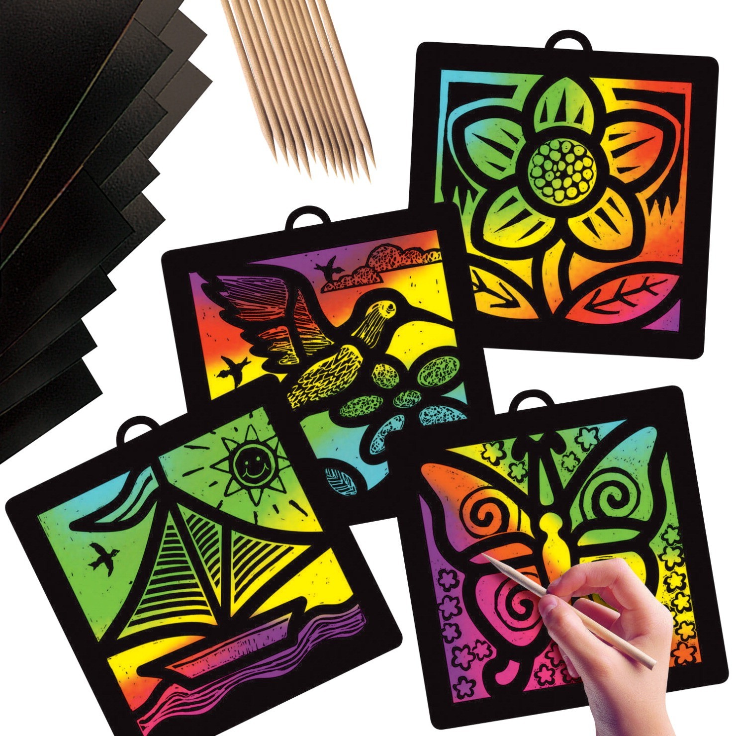 Scratch-Art Light Catcher Classroom Pack with Instruction, Multiple Color, Pack of 12