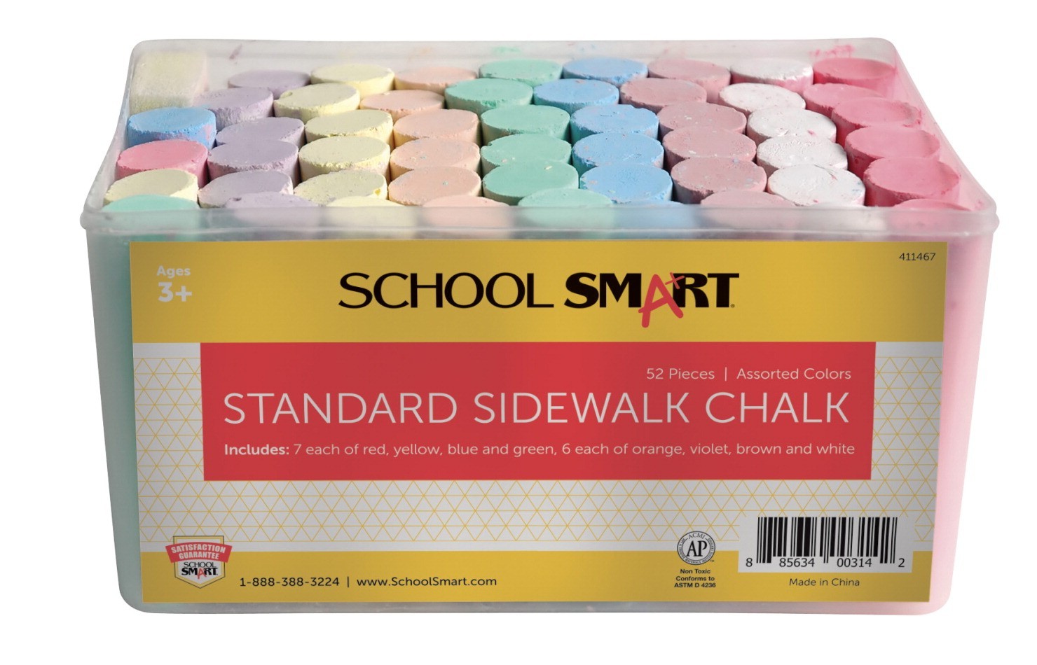 Sidewalk Chalk 1 X 4 In. - Assorted Colors - 52/Box