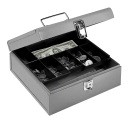 Lockable Cash Box with Removable Tray, 10 X 9-3/4 X 4 In., Heavy Duty, Gray