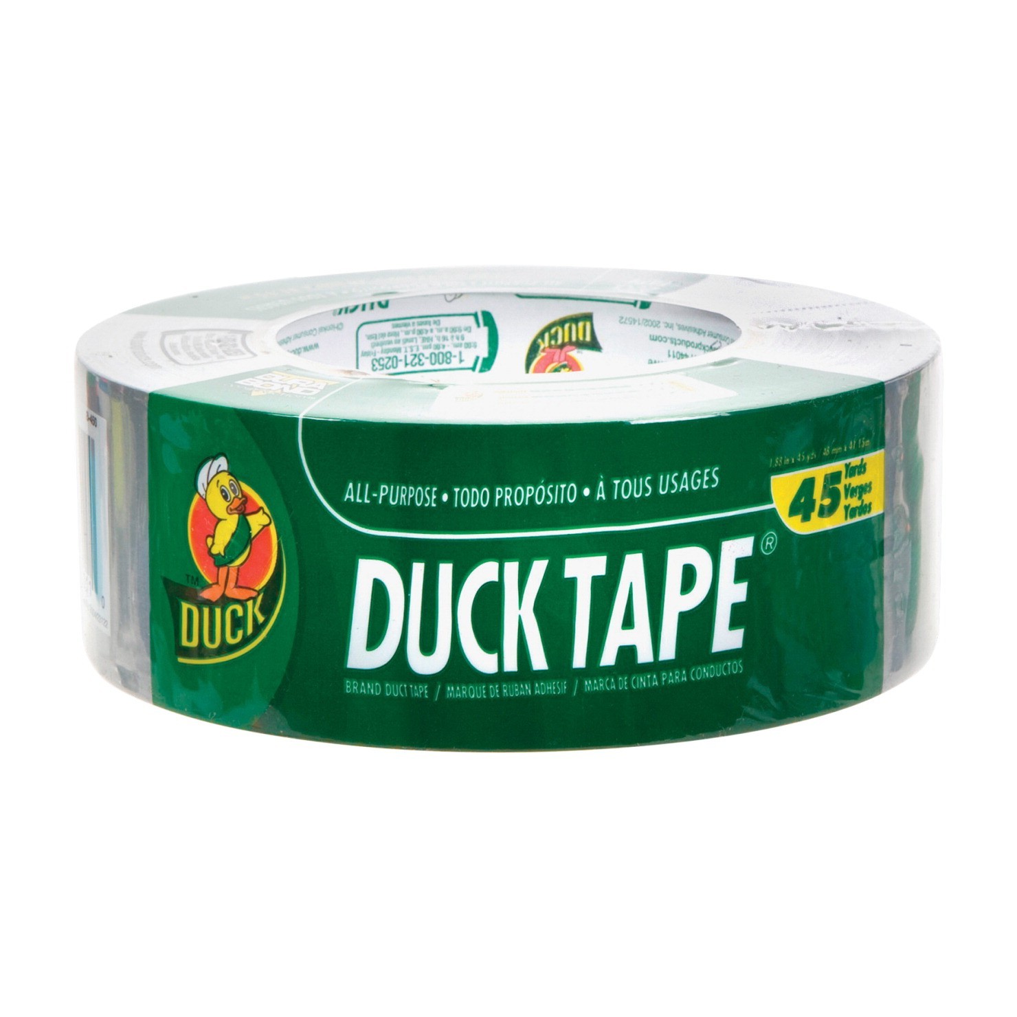 1-7/8" X 45 yds Duck Brand Original Extra Sticky Rubber Premium Waterproof Self-Adhesive Duct Tape, Silver, Cloth Backing