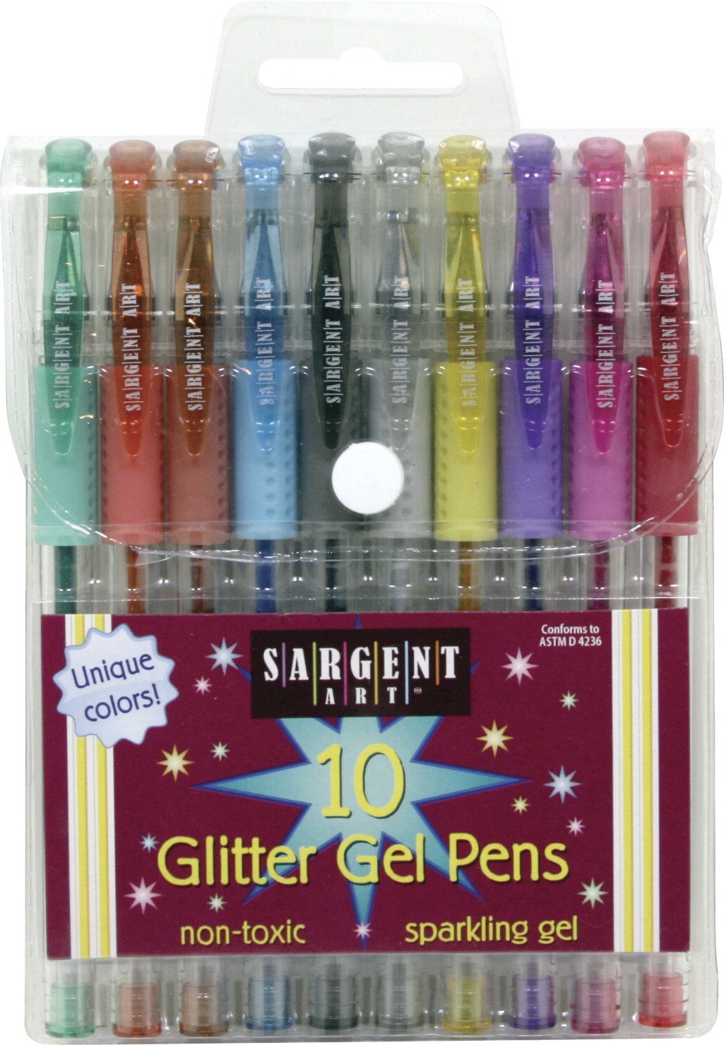 Sargent Art Glitter Gel Pen Set - 10/Set - Assorted Colors