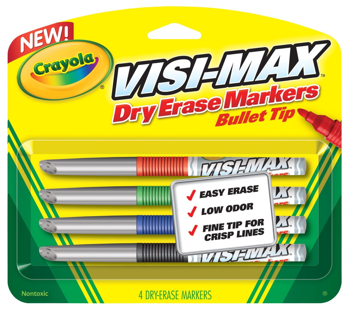 Crayola Visi-Max Dry Erase Markers - Assorted Colors - 4/Set