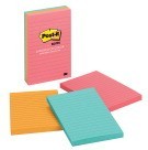 4 X 6 Post-it Notes, Ruled, 100 Sheets/Pad, Capetown Colors - 3/Pkg