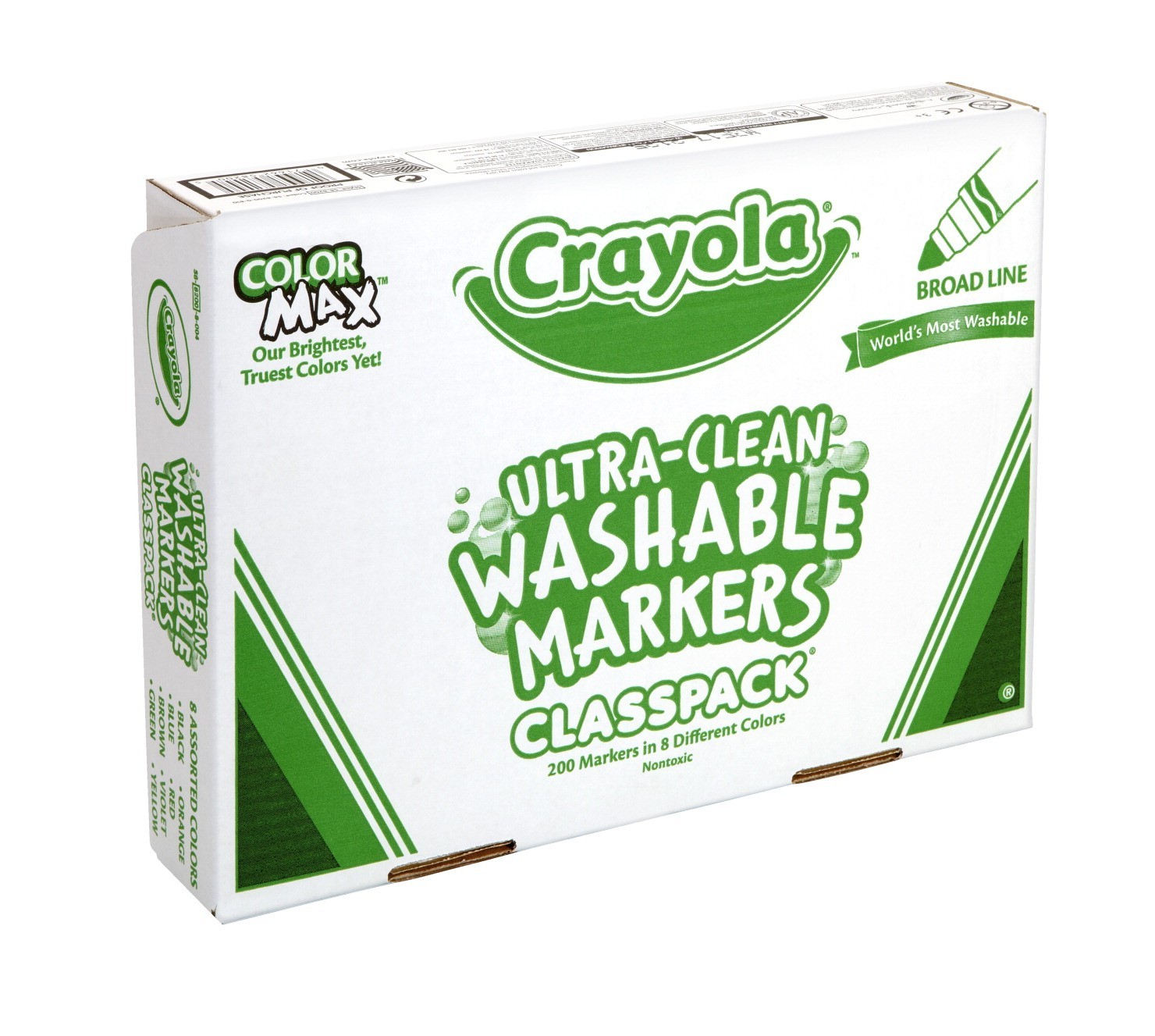 Crayola Washable Marker Classroom Pack, Conical Tip, Assorted Colors - 200/Pkg - CYO588200