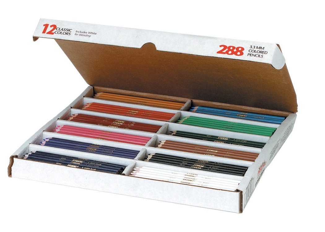 Prang Colored Pencil, 3.3 mm, Smooth Core, Master Pack, 12 Assorted Colors - 288/Set
