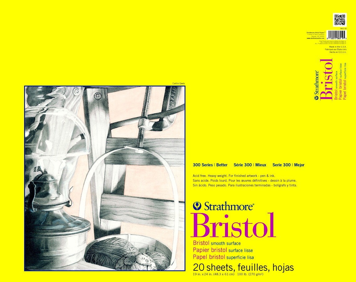 19 X 24 Bristol Board, Strathmore 300 Series, Smooth,100 Lb., 20 Sheets