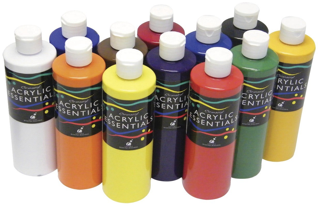 Chroma Acrylic Essential Set, 1 pt Bottle, Assorted Vibrant Colors - 6/Set