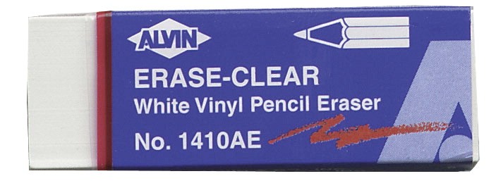 Alvin Vinyl Pencil Eraser, 2-1/2 X 7/8 X 1/2", White