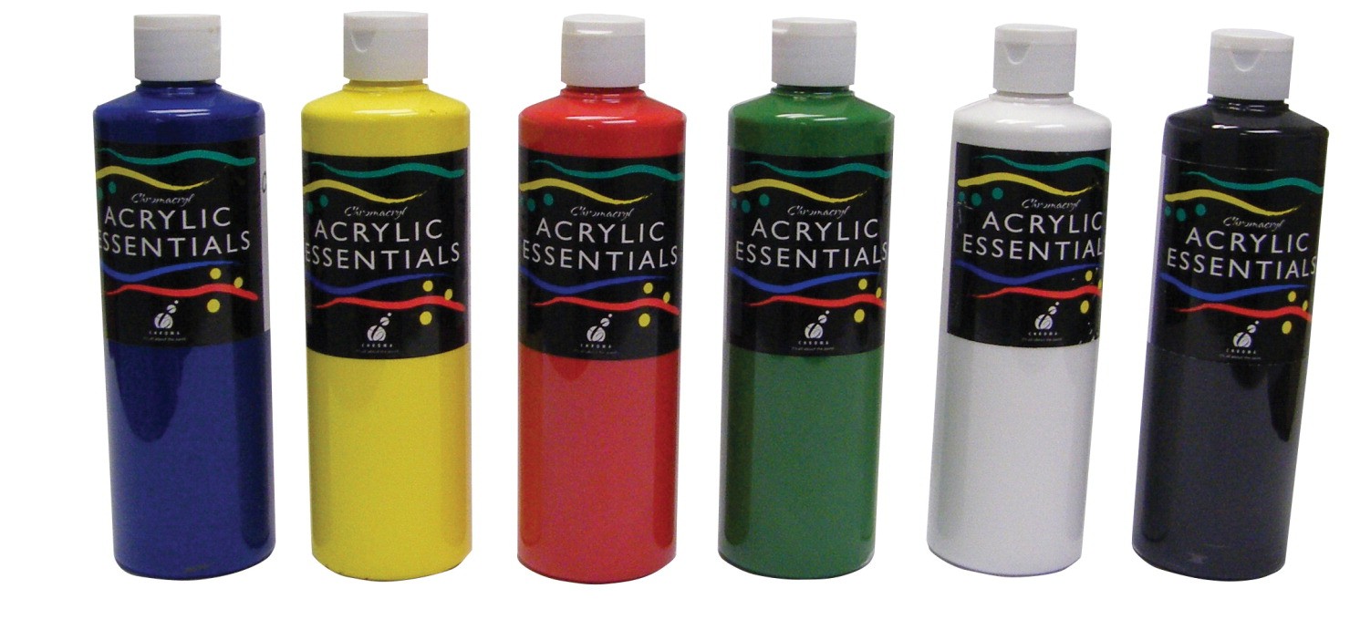 Chroma Acrylic Essential Set, 1 pt Bottle, Assorted Primary Colors, Set of 6