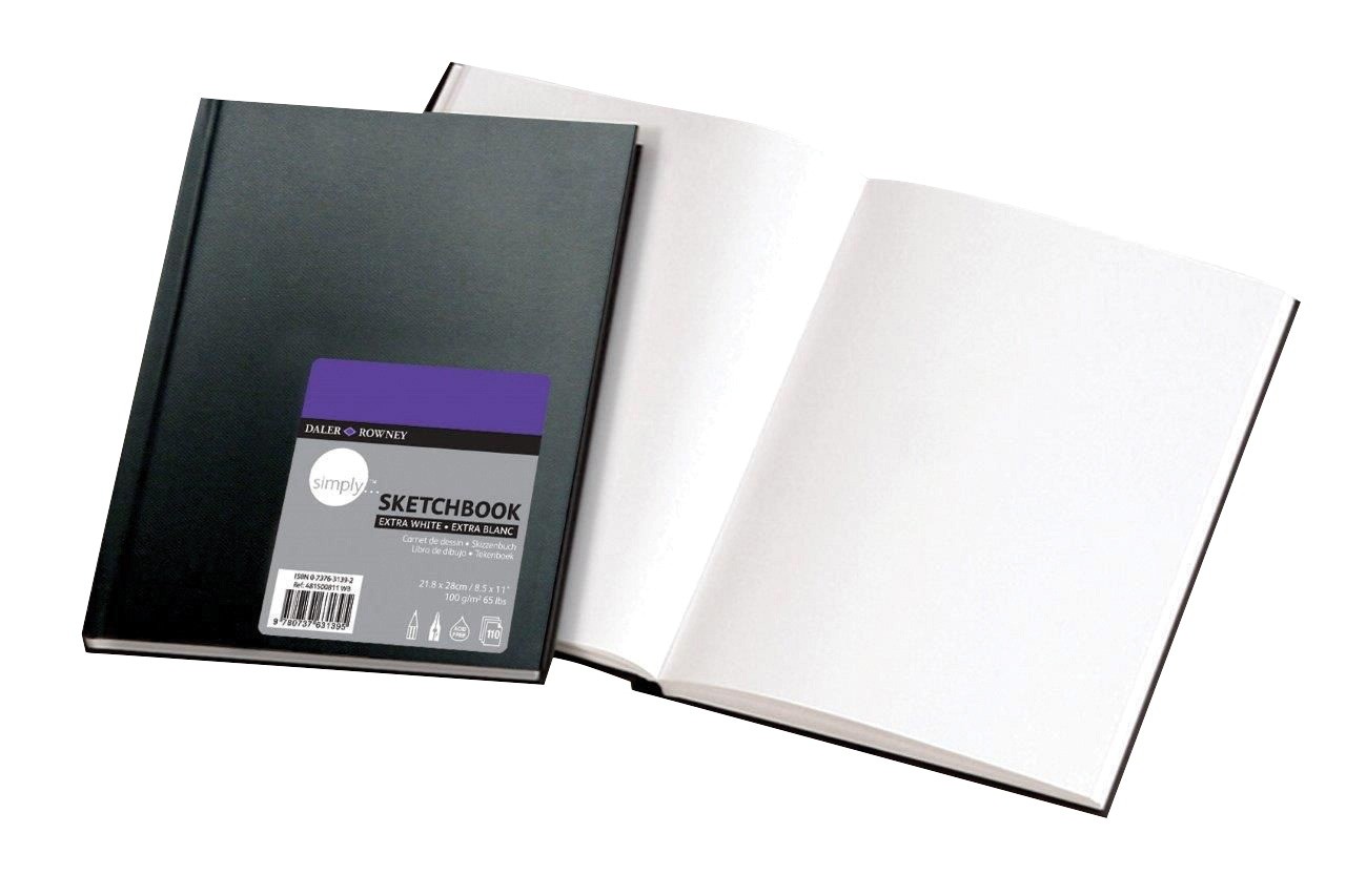 Daler-Rowney Hardbound Sketchbook, 65 lb, 8-1/2 x 11, White Paper, Pack of 6
