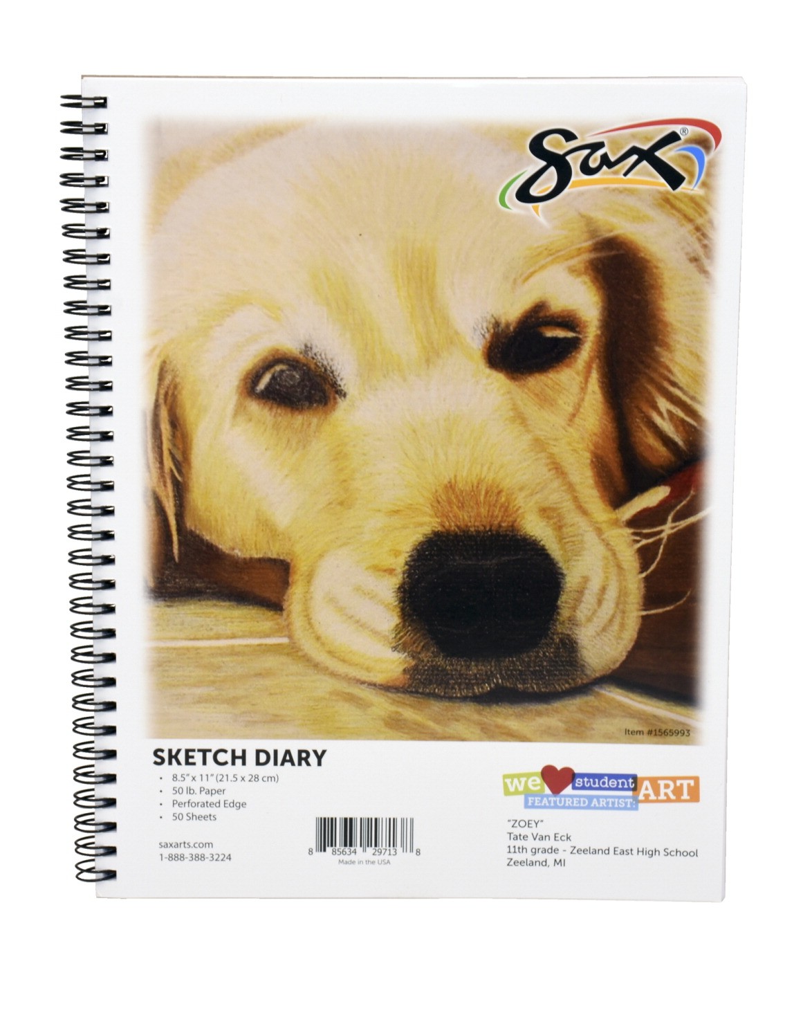 8-1/2 X 11" Sax Sketch Diary w/ Perf. - 50 Sheets