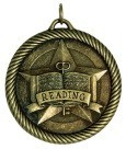 Gold Reading Medal 2 In., Solid Die Cast