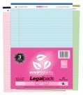 8-1/2 X 11 Legal Pad, Recycled, 40 Sheets/Pad, Assorted Colors - 3/Pkg