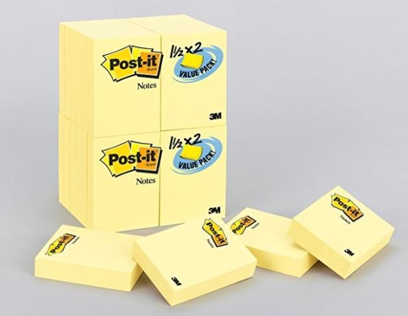 1-1/2 X 2 in, Post-it Original Notes Value Pack, Canary Yellow, Pad of 100 Sheets, Pack of 24