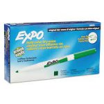 Dry Erase Pen Style Marker, Fine Tip, Green, Pack of 12