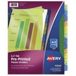 Avery Durable Plastic Pre-Printed A-Z Tab Dividers, Multicolor, 12/Pkg.