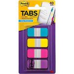 Post-it Tabs in Dispenser, 5/8 X 1-1/2 in,  Aqua, Yellow, Pink, Violet, 10 Tabs per Color, Pack of 40