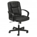 Executive Swivel Mid-back Black Leather Chair, Basyx VL171 - HON