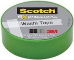 Washi Tape, Scotch Expressions, 0.59" x 10.91 yds, Green